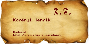 Korényi Henrik névjegykártya