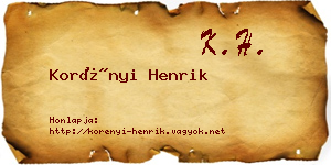 Korényi Henrik névjegykártya